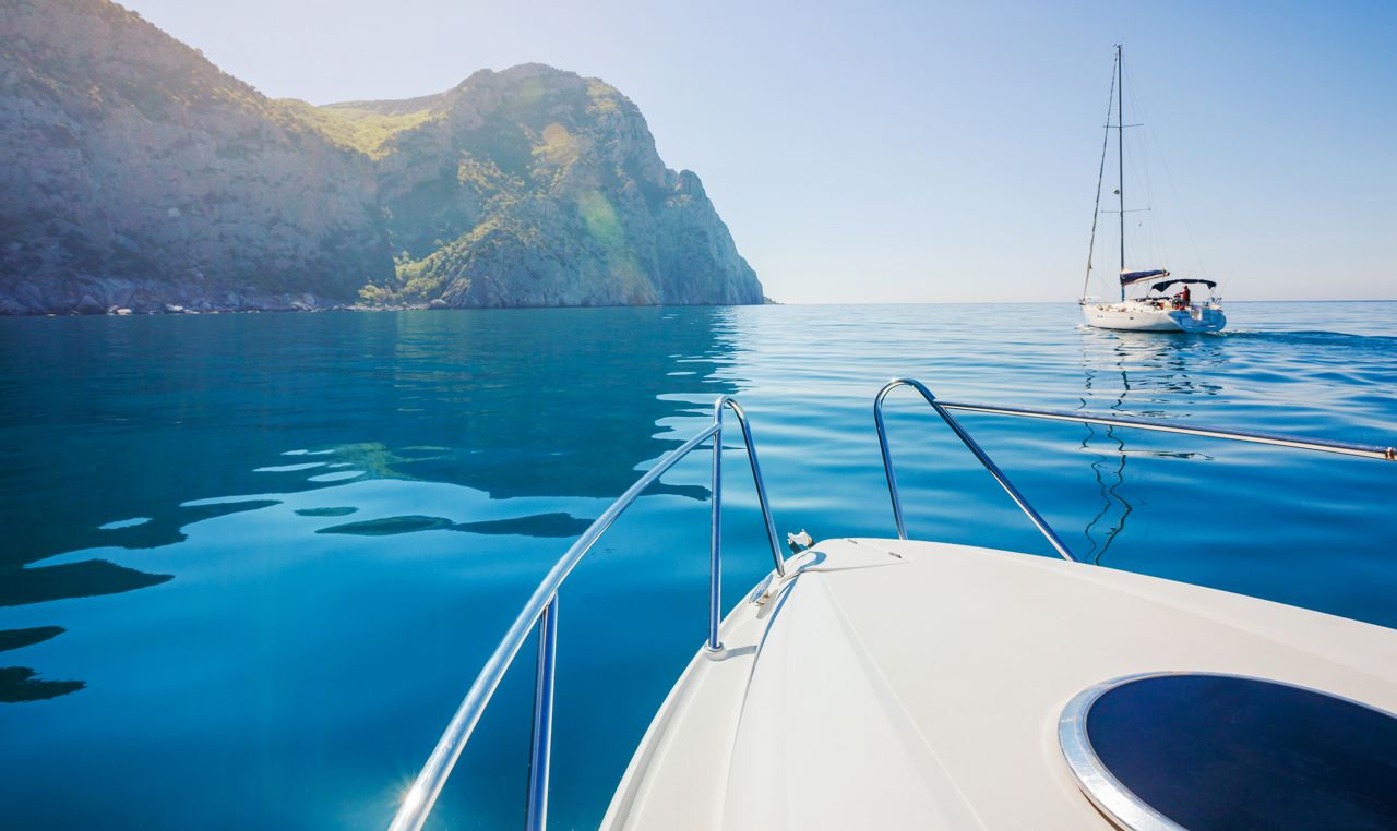 A yacht with aluminum rails